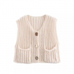 Moodne soliidne V-kaelusega silmkoeline vest naiste kevadsuvi varrukateta &uuml;he rinnaga taskud vestid Naiste High Street &scaron;ikid topid S taevasinine v&auml;rv