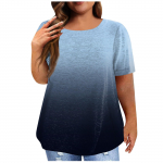 Naiste vintage gradiendiga plisseeritud l&uuml;hikeste varrukatega vabaaja T-s&auml;rgi top Plus Size Pullover Basic Top XXXXXL