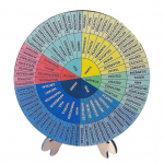 Feelings Wheel Wood Emotsioonide reguleerimise tabel alusega Vaimse tervise emotsioonide teraapia t&ouml;&ouml;riist klassiruumi kontorilaua kaunistamiseks 20cm