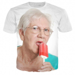 Mood Senior Naised Licking Red Popsicle 3D Prinditud Suvine Meeste T-s&auml;rk Kawaii Vanaema Fun Popsicle L&uuml;hikeste Varrukatega Top 6xl L