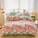 Neljaosaline komplekt puhast puuvillast voodiseelikut, Korea versiooni pitsist puuvillast tekikott, kolmeosaline komplekt poleeritud ja paksendatud voodilinad 1.5m bed skirt