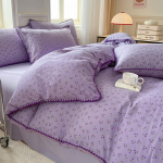 Retro stiilis kahekihiline l&otilde;ng pestud puuvillane tekikate neljaosaline komplekt voodipesu linad kolmeosaline komplekt 2.2m bed