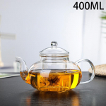 Kuumuskindel klaasist teekann, klaasist teekann infuseerijaga teelehe &uuml;rdi-kohvikannu teekomplekt Praktiline pudel, lilledega teetass 400ML