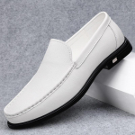 Kevadised Ehtsad Nahast Meeste Mokassiinid Mugavad Slip-on S&otilde;idu Vabaaja Madala Kontsaga Kingad Pehme Tald &Auml;ri Kohtinguks Mokassiinid Kingad 41 valge