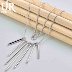 925 Sterling h&otilde;bedane maokett sileda helmestega kaelakee mood pulmaehted 45CM