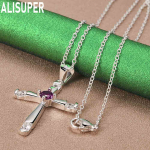 925 h&otilde;bedase ristiga tsirkoonist ripatsiga kaelakee, moodne pulmaehte O-40CM