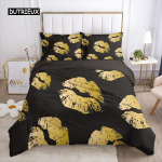 Punased huuled tekikottide komplekt Queen pol&uuml;ester armastus kaheinimesevoodi voodipesukomplekt seksikas teema t&auml;iskasvanud paar tekkekate 3D suudlusej&auml;ljed voodikate EU single(135x200cm)