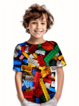 Laste T-s&auml;rk Ehitusplokid 3D Prindiga Poiste T-s&auml;rk Casual Pullover Hingav l&uuml;hikeste varrukatega T-s&auml;rk poistele Suvetopsid Camiseta 5-6Y