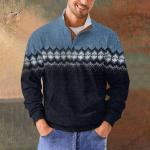 Meeste Retro Casual gradienttr&uuml;kiga kampsun L tumesinine