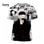 Kuum anime Jujutsu Kaisen 3D Print Suvine meeste/naiste O-kaelusega T-s&auml;rk vabaaja l&uuml;hikeste varrukatega T-s&auml;rk Moodne Unisex r&otilde;ivad S elevandiluuvalge
