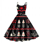 Naiste j&otilde;ululumehelbe mustriga seksikas slim off-shoulder punk retro kleit M must