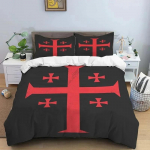 Keskaegsete templarite mustriga lohutuskomplekt, tekikott, voodipesukomplekt, tekikott, padjap&uuml;&uuml;r, king-suuruses voodipesukomplekt EU Single 135x200cm