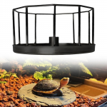 Pet Reptile Feeder Bowl Aquarium Easy to Clean Sturdy Drinking Basin Tortoise Water Black S