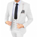 Kolmeosaline meeste pulma- ja &auml;ri&uuml;likond &ndash; parim meeste ja peremehe riietus 4XL (custom size, no return or exchange) valge