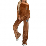 2 tk/komplekt Naiste &uuml;laosa p&uuml;ksid, &uuml;likond, samet, &uuml;mmargune kaelus nahkhiire varrukad pluus lai jalg &uuml;hev&auml;rvilised p&uuml;ksid sport vabaaja varustus s&uuml;giskevad spordidress M tumepruun v&auml;rv