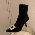 Teravad Elastsed Sokid Naiste Pahkluusaapad Peokingad Mood Kerged Stiletto Seksikad Rhinestone K&otilde;rged Kontsad Botas 34 must