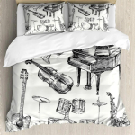 Muusikam&auml;rkide Voodipesukomplekt Tekikoti Komplekt Klaveriklahvide Klaviatuuri Voodikomplekt Klassikalise Muusika Meloodia Tekikate Lastele Poistele T&uuml;drukutele 140x210cm 2pcs