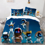 Astro Bot Armas multikas Voodipesukomplekt Tekikomplekt &Uuml;hekohaline Kahekohaline Voodi King Size Voodikomplekt T&auml;iskasvanud poisid Magamistuba Tekikott Padjap&uuml;&uuml;r 140X200cm-2pcs