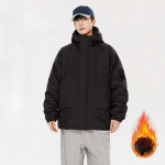 Streetwear soe s&uuml;gis-talvemantel naistele moodne parka p&uuml;stkrae soe &uuml;hev&auml;rviline meeste talvejakk S [80-50kg] must