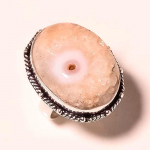 White Solar Quartz Gemstone Handmade Thanksgiving Gift Jewelry Ring 8.50 r1o18