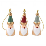 3 P&egrave;res No&euml;l en bois &agrave; suspendre rouge, gris, vert - 2 x 3,5 cm