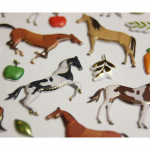 Autocollants r&eacute;utilisables - Relief 3D - Chevaux - Dorures