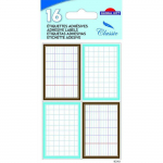 16 &eacute;tiquettes adh&eacute;sives scolaires - Rectangles effet cahier - bleu et marron