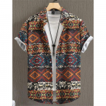 Hawaiian Shirt For Men Cashew Flower Print Short Sleeve Top Beach Holiday Casual Men Clothing Vintage Loose Oversize Men'S Shirt 4XL