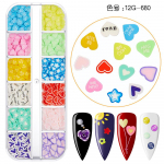 Holiday Nail Art pehme keraamika litrid, meik Nail Art litrid ehted, armastus k&uuml;&uuml;nelakk liimi s&auml;rapuuder color box