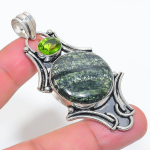 Banded Green Opal Handmade 925 Sterling Silver Jewelry Pendant 2.56 n0t32