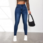 Fall Spice Girl Skinny Jeans Naiste t&auml;nava k&otilde;rge v&ouml;&ouml;kohaga venivad kitsad p&uuml;ksid S sinine