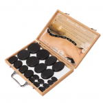 20 tk soojendusega basaltkivimitega kiirelt kuumutatavad &uuml;mmargused massaažikivid bambuskarbiga elektrilise kuumaga US Plug