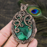 Malachite Handmade Copper Wire Wrap Jewelry Pendant 3.19 c6t51