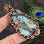 Caribbean Larimar Handmade Copper Wire Wrap Jewelry Pendant 3.39 q0i99