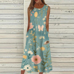 Naiste vabaaja kleidid &Uuml;markaelusega Klassikalised igap&auml;evased varrukateta vabad kleidid v&auml;ljas L tumeroheline v&auml;rv