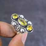 Citrine Handmade 925 Sterling Silver Jewelry Ring Size 8 Gift For Her p1k46