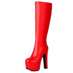 Punased Naiste P&otilde;lvini Saapad Platvorm Seksikad 2025 Talvejalatsid Luksus V&auml;ga K&otilde;rge Kontsaga Pikad Feti&scaron; Peosaapad Naiste Suur Suurus 45 36 punane