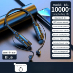 10000mAh 10000 tundi taasesitust juhtmevabad Bluetooth-k&otilde;rvaklapid magnetilised spordi jooksmise peakomplekt kaelapaelaga spordi k&otilde;rvasisesed k&otilde;rvaklapid m&uuml;rasummutusega Semi-in-ear sinine