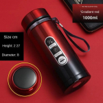 800ML-1L Roostevabast terasest termospudel 304 Teepudel Auto vaakumpudel Kaasaskantav joogitops 1000ML punane