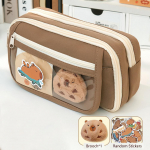 Capybara suure mahutavusega pliiatsikott kontorikooli teismelise t&uuml;druku poisile, pruun