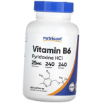 P&uuml;ridoksiinvesinikkloriid, Vitamiin B6 P&uuml;ridoksiin HCl 25, Nutricost 240kaps (36647052) 240caps