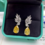 Isikup&auml;rastatud kollase tsirkooniga ripatsk&otilde;rvar&otilde;ngad naistele 2024 uus stiil temperament k&otilde;rge kvaliteet pulmapidu tsirkoon pruudi tsirkoon