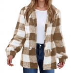 Naiste ja talvine vaba vabaaja pikkade varrukatega kapuutsiga pl&uuml;&uuml;si lukuga jope XXL