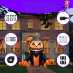 Halloween Inflatables Built in LED Lights Broke Out from Window Prop Lighted Pumpkin Ghost for black