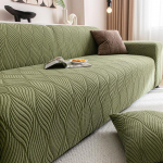 Žakaarmustriline sametist triibuline diivanikate, elastne veniv kaitsekate, kaunistus elutubades, magamistubades ja kontorites - vastupidav ja libisemiskindel Five people [Applicable to 305-360cm sofa]