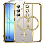 Coque de Protection - BOOLING - Samsung Galaxy A17 4G/5G - avec Anneau Magn&eacute;tique Dor&eacute; - 2 Vitres