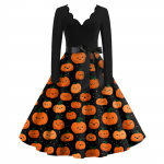 Naiste vabaajamoe pikkade varrukatega Halloweeni graafilise tr&uuml;kiga vintage pikad kleidid S