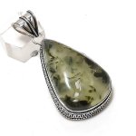 Natural Prehnite Gemstone 925 Sterling Silver Jewelry Pendant 2.25 n4h35
