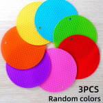 &Uuml;mmargune isolatsiooniga silikoonmatt, libisemis- ja kuumakindel, p&otilde;letuskindel k&auml;rgstruktuuriga mikrolaineahju matt potihoidja paksevad alustealused 3-pcs