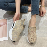 Lace Flats Platvorm Naiste spordijalatsid V&otilde;rgust hingavad tossud Suvised vabaajasandaalid Jooksurannas Kiiktantsukingad 40 kuld